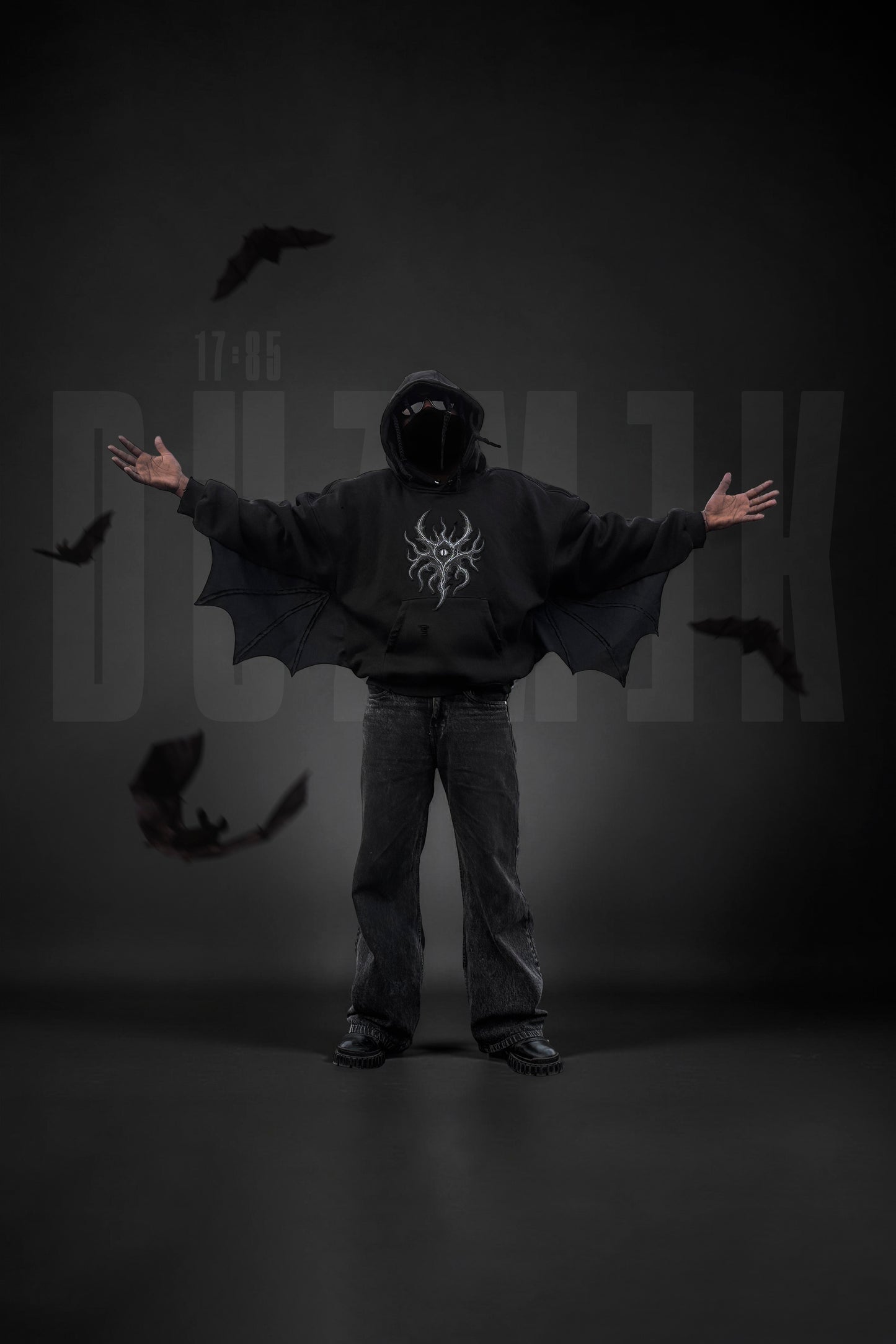 BLACK WALKER BAGGY GOTHIC HOODIE | 1OF1