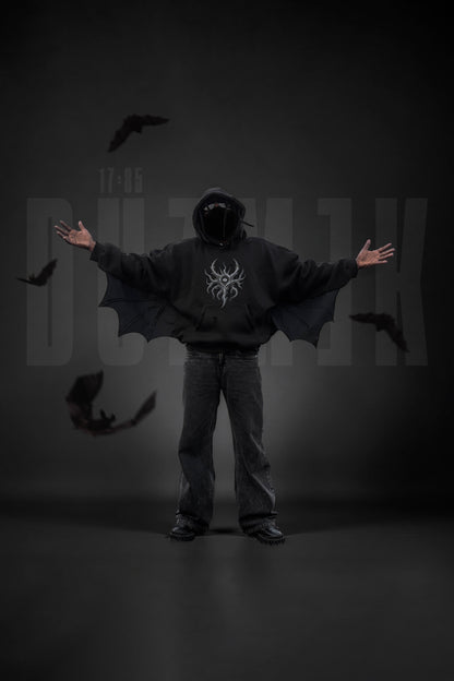 BLACK WALKER BAGGY GOTHIC HOODIE | 1OF1