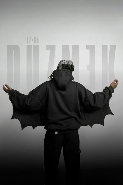 BLACK WALKER BAGGY GOTHIC HOODIE | 1OF1