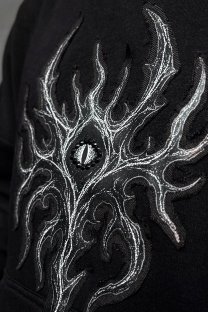 BLACK WALKER BAGGY GOTHIC HOODIE | 1OF1