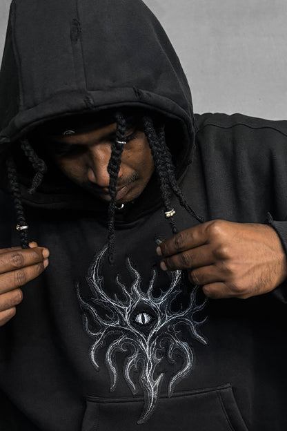 BLACK WALKER BAGGY GOTHIC HOODIE | 1OF1